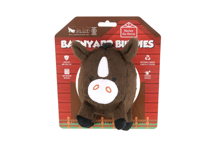 P.L.A.Y. Barnyard Buddies Harley the Horse - packaging shown with toy on barn-themed backer card