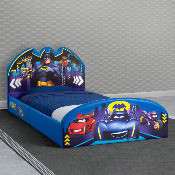 Children's bed with Batman and car design on a gray background
