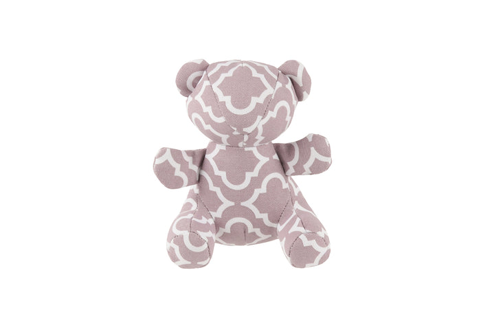 P.L.A.Y. Upcycled Zoo Pal Bear plush toy with an ash gray and white pattern on a white background
