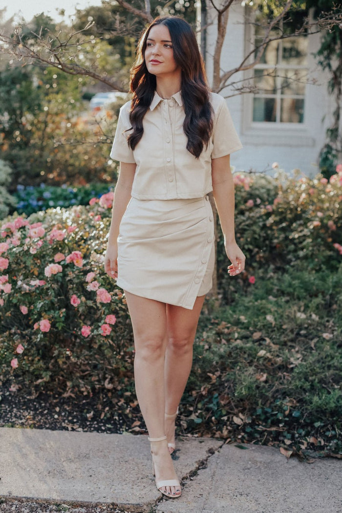 Beige Days Faux Leather Set - Top