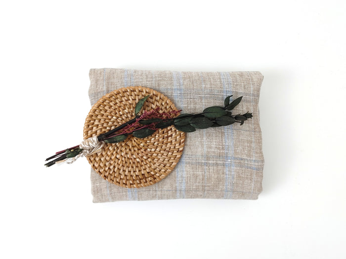 Beige Plaid Linen Cotton Ramie Fabric 7867