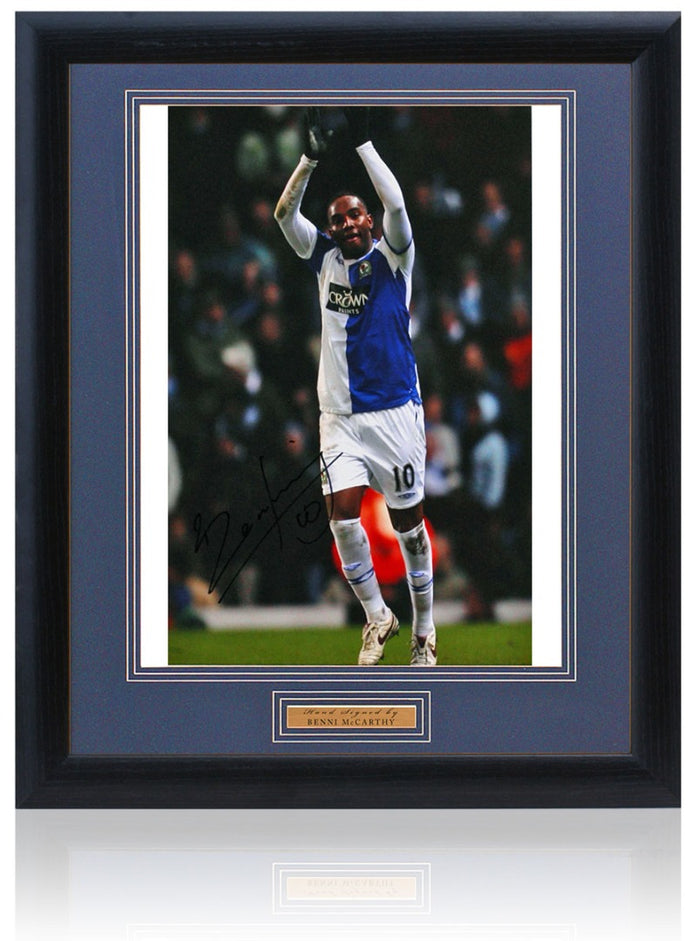Benni McCarthy Blackburn Rovers Hand Signed Photograph 23x19" Framed