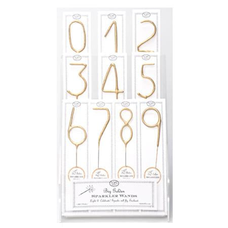 Big Golden Sparkler Wand Numbers 8"