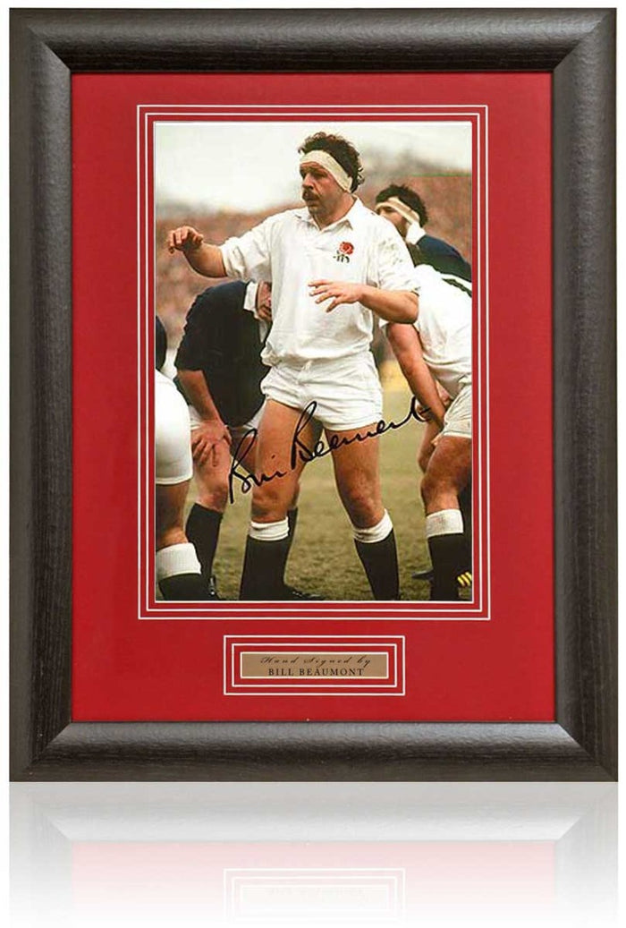 Bill Beaumont Rugby Legend Hand Signed England Rugby Photograph 15x19" Framed