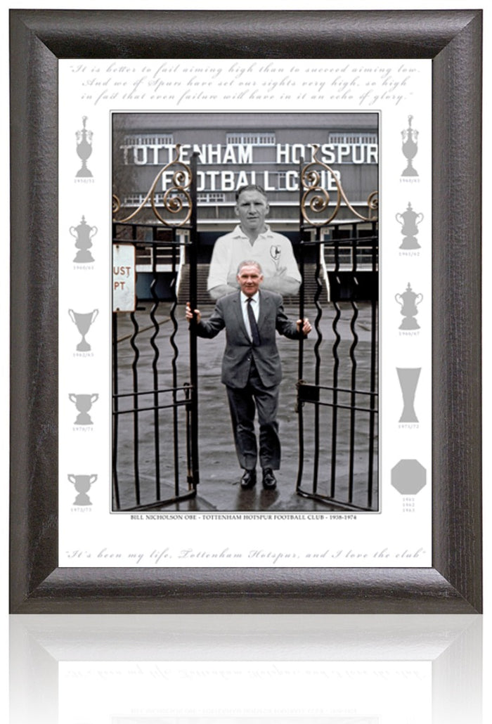 Bill Nicholson Gates Tottenham Hotspur Legend 19x15" Framed Photographic Tribute