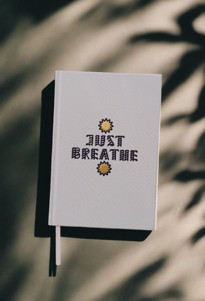 Blank 'Just Breathe' Linen Journal
