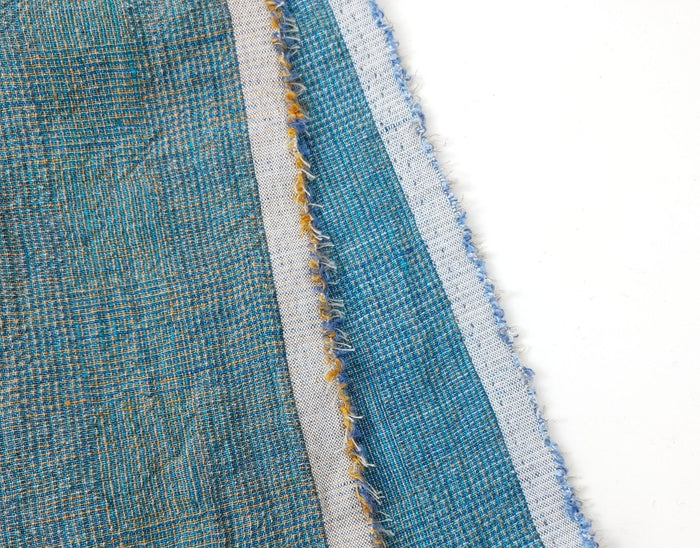 Blue and Green Symphony: A Melange Fusion of Linen and Polyester in Glen Plaid 7788 7789 - The Linen Lab - Green