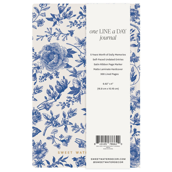 Blue Delft One Line A Day Fabric Journal - Stationery