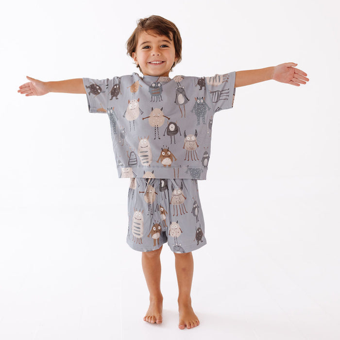 Blue Little Monsters CALM CLOUD Short Set