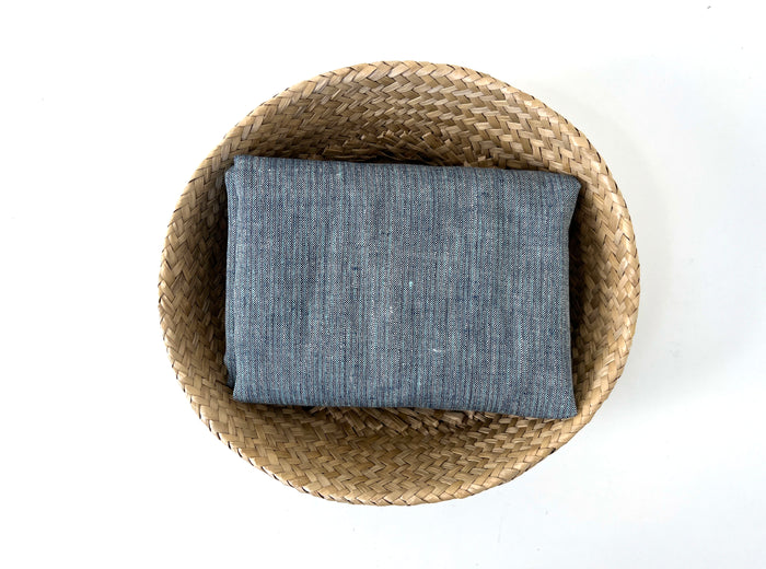 Blue Stripe Linen Lurex Fabric – Metallic Sparkle, Light-Medium Weight 2972