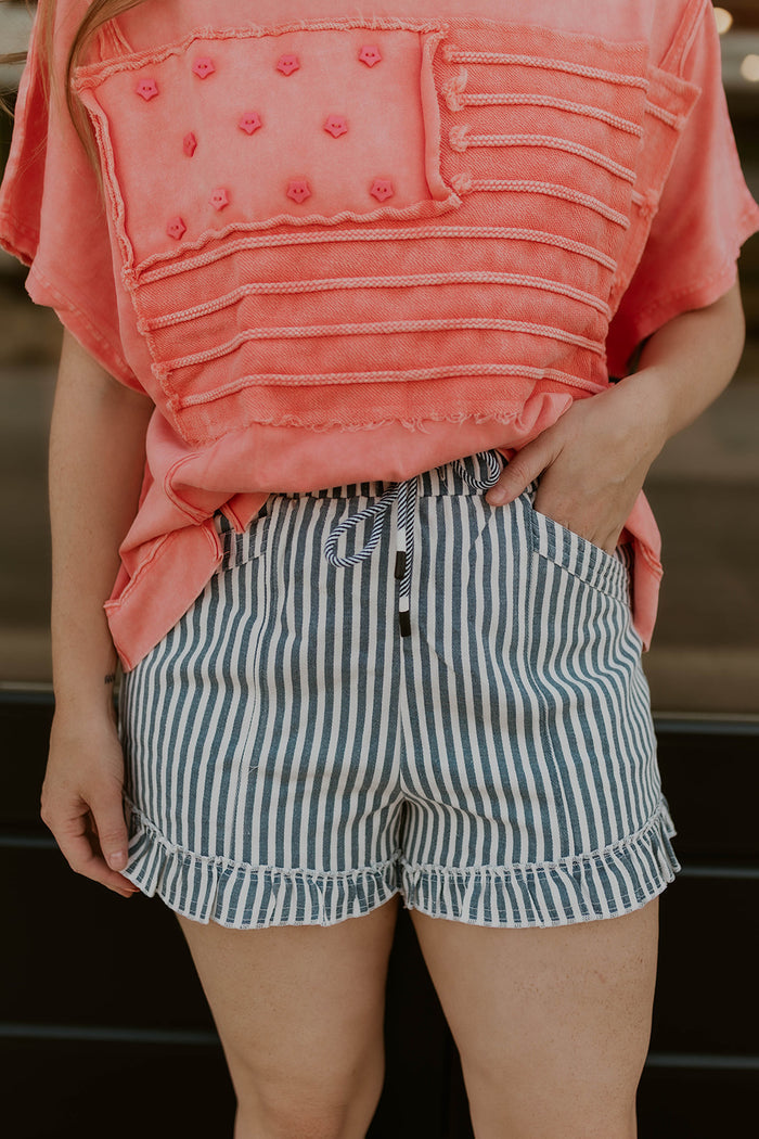 Boardwalk Striped Shorts- Navy