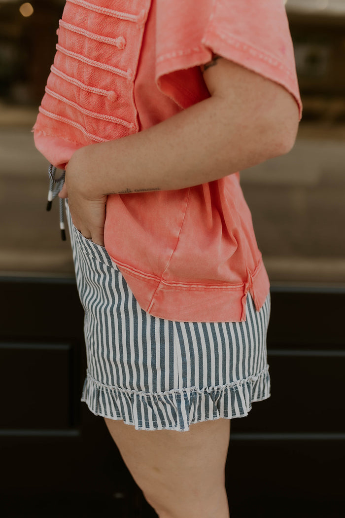 Boardwalk Striped Shorts- Navy