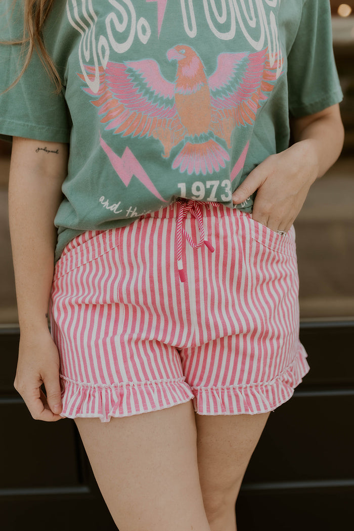 Boardwalk Striped Shorts- Pink
