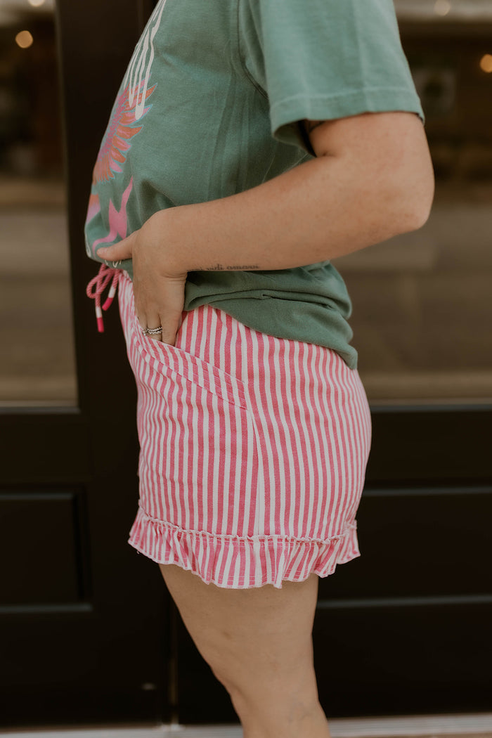 Boardwalk Striped Shorts- Pink