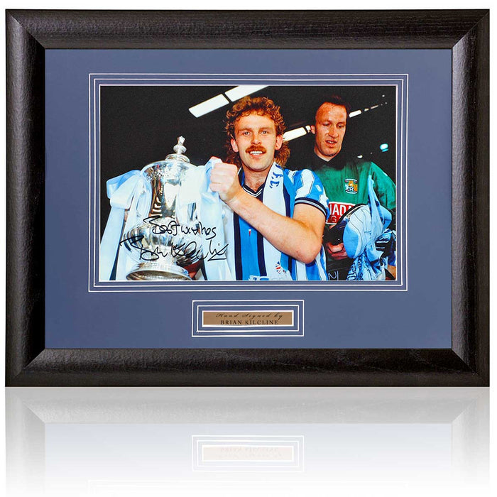 Brian Kilcline Coventry City Legend Signed 1987 FA Cup Photograph 15x19in Framed
