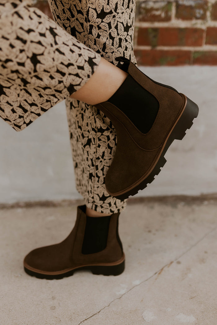 Brown Rev Suede Bootie- Chinese Laundry