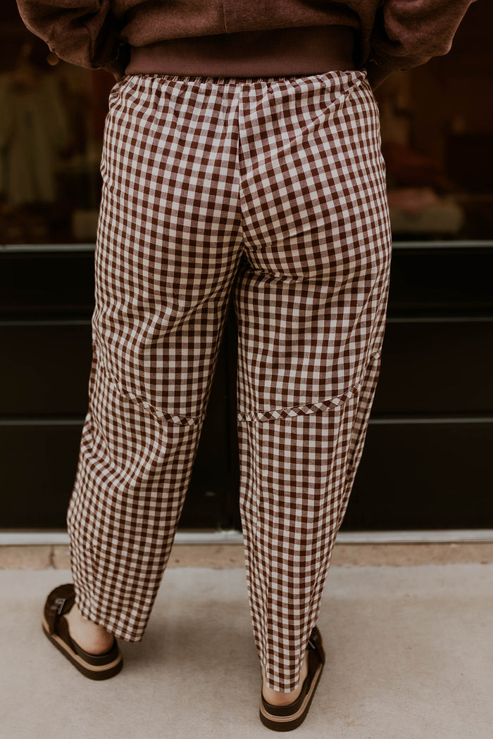 Brown Sugar Gingham Barrel Pants