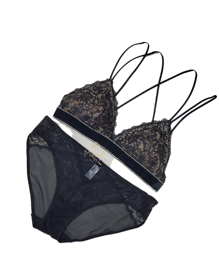 935204 Night Lace Encounter Velvet Trim Bralette myselflingerie.com