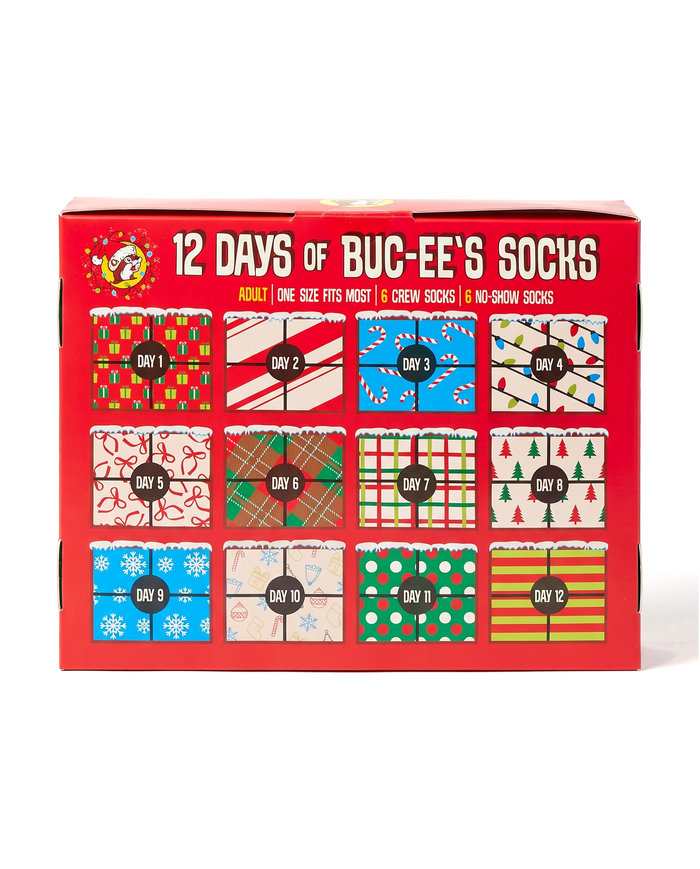 Buc-ee's Adult 12 Days of Christmas Socks
