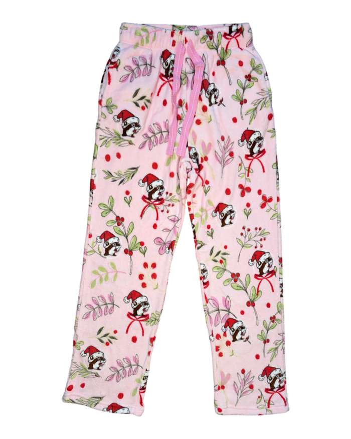 Soft pink sherpa pants - festive design for comfort