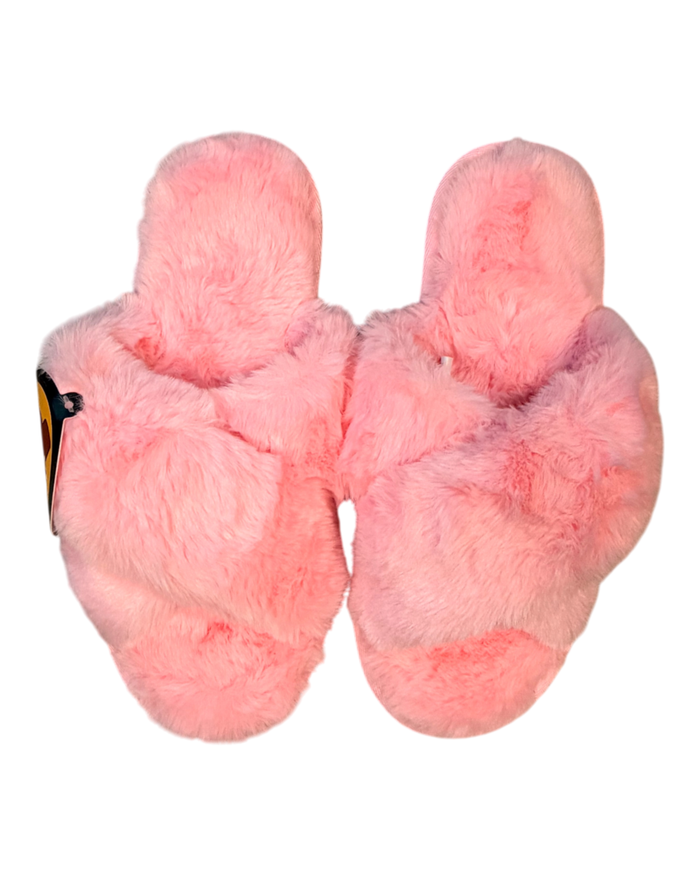 Pink furry slippers - cozy and durable footwear
