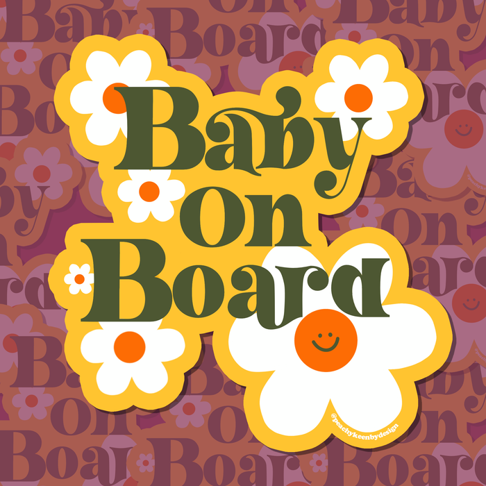 Bumper Sticker Baby On Board!    Floral Waterproof