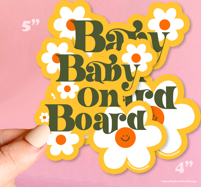 Bumper Sticker Baby On Board!    Floral Waterproof