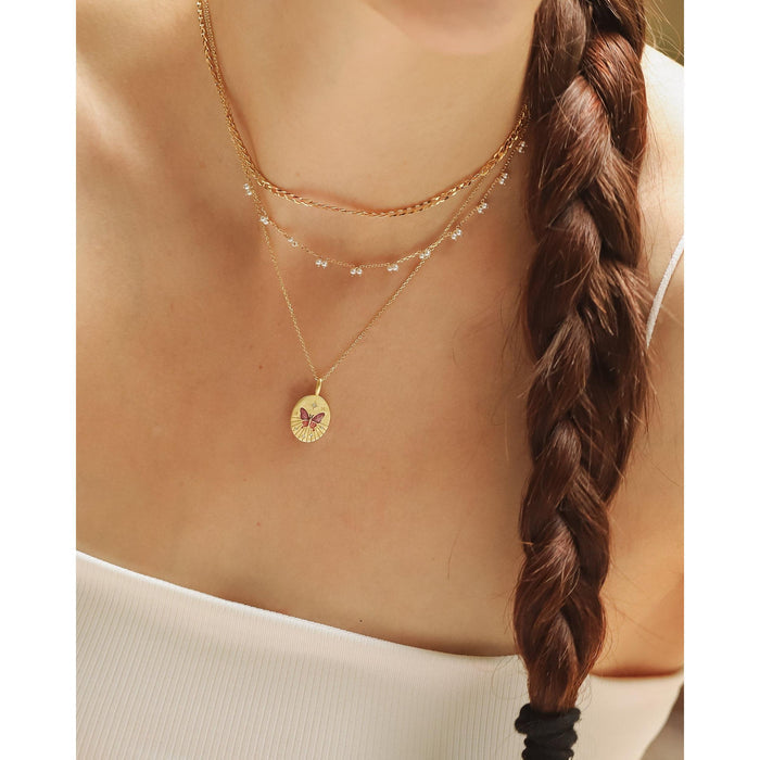 Butterfly Coin Pendant Necklace