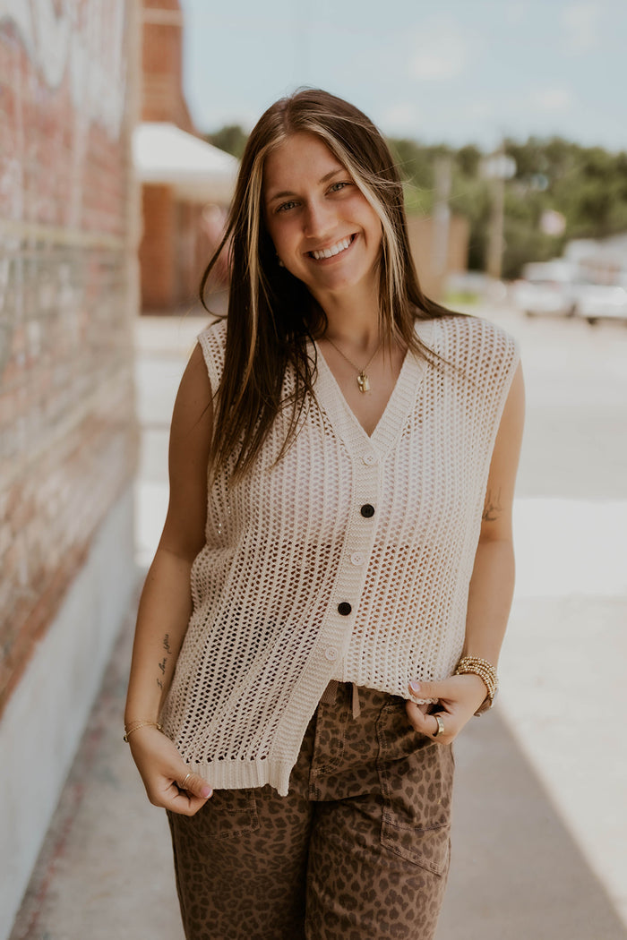 Cabana Knit Tank- Cream