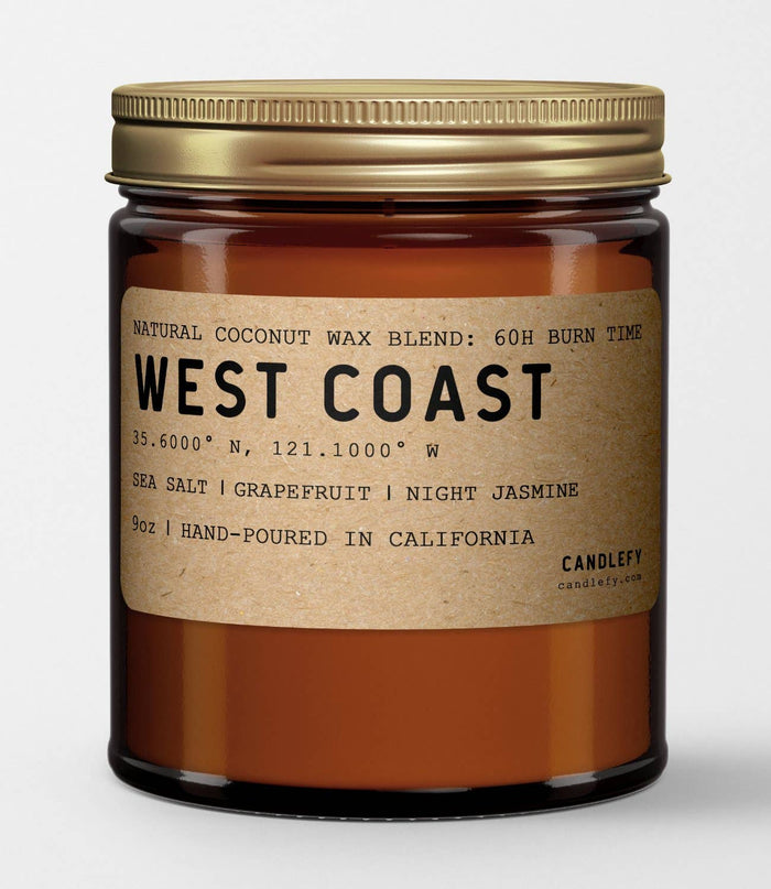 Candlefy - West Coast: California Scented Candle (Sea Salt, Grapefruit, Night Jasmine).: Classic (8oz)