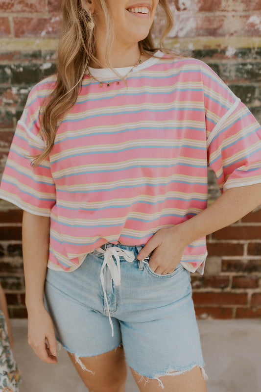 Candy Shop Striped Top- Pink
