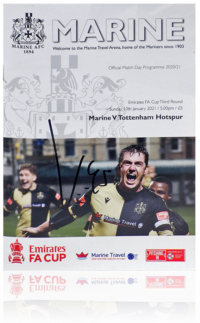 Carlos Vinicius Hand Signed Marine vs Tottenham Hotspur Programme 10.01.21