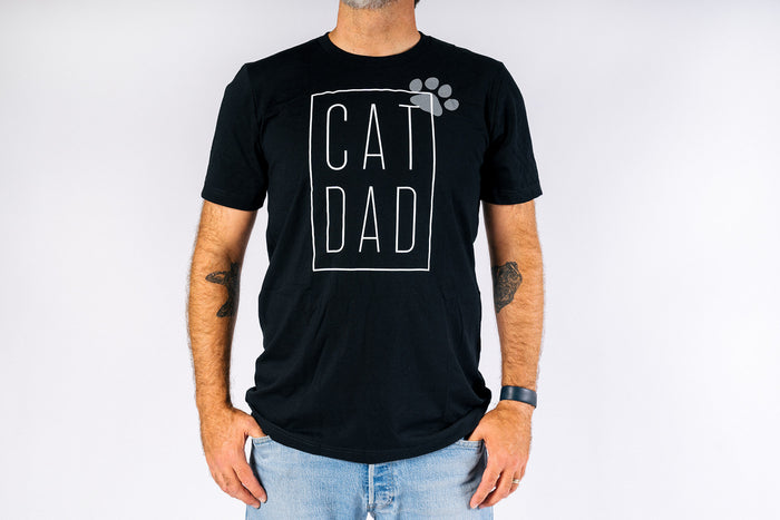 P.L.A.Y. Cat Dad Humanitee - T-Shirt modeled on man