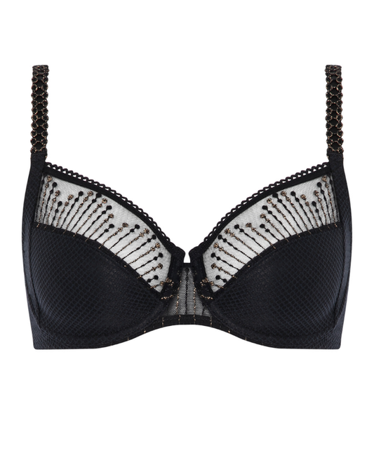 Chantelle 19K1 Black/Gold Luminesce Lace Underwire Bra MYSELFLINGERIE.COM
