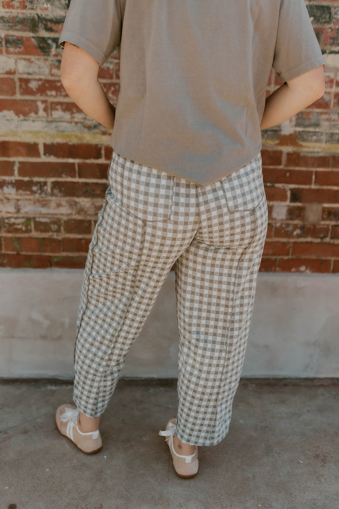 Check Mate Brushed Knit Pants- Blue/Grey