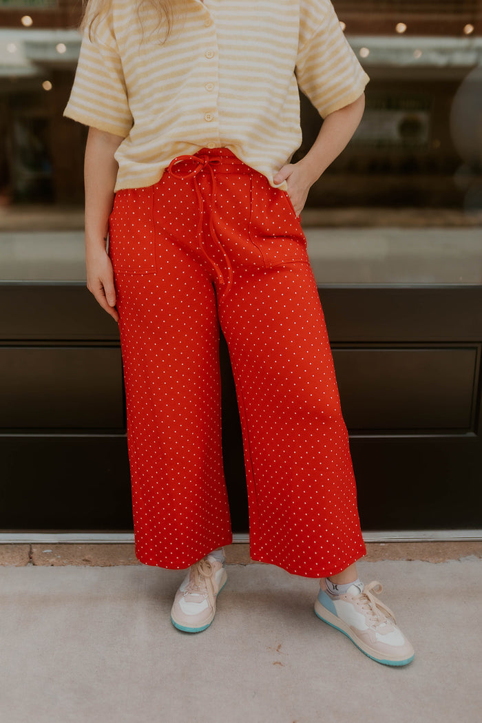 Cherry Pop Polka Dot Wide Leg Pants