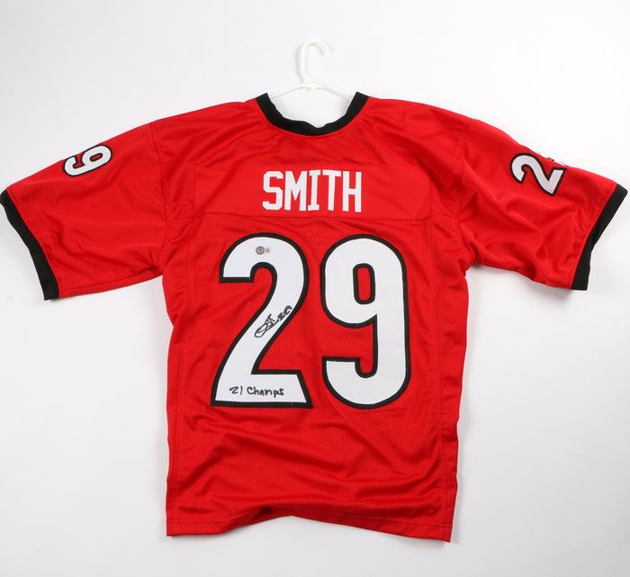 Chris Smith Signed Jersey Red Georgia Bulldogs Beckett