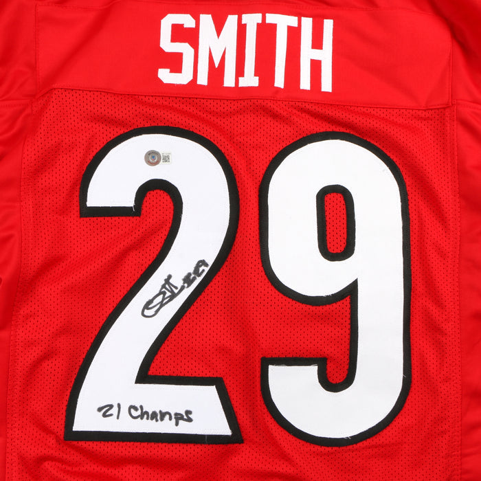 Chris Smith Signed Jersey Red Georgia Bulldogs Beckett