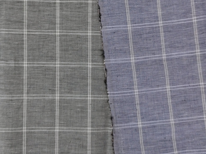 Classic Windowpane Linen-Cotton Twill Fabric – Light to Medium Weight 3185 3247