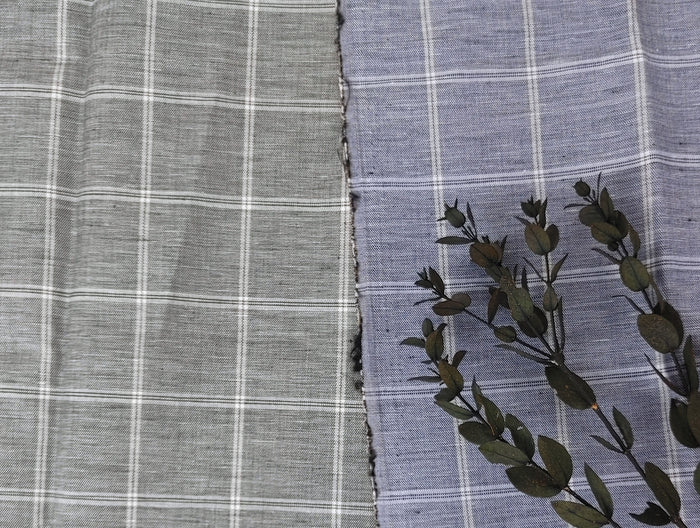 Classic Windowpane Linen-Cotton Twill Fabric – Light to Medium Weight 3185 3247