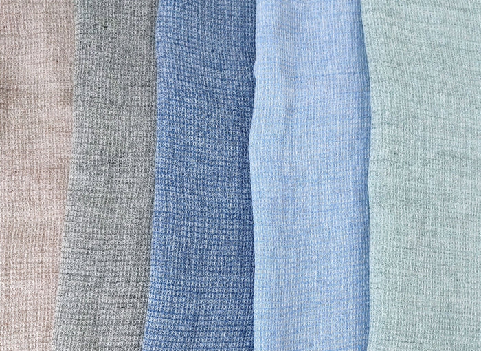Cloud 9 100% Linen Waffle Tweed Fabric 7876 7877 7878 7879 7880 - The Linen Lab - Blue(Light)