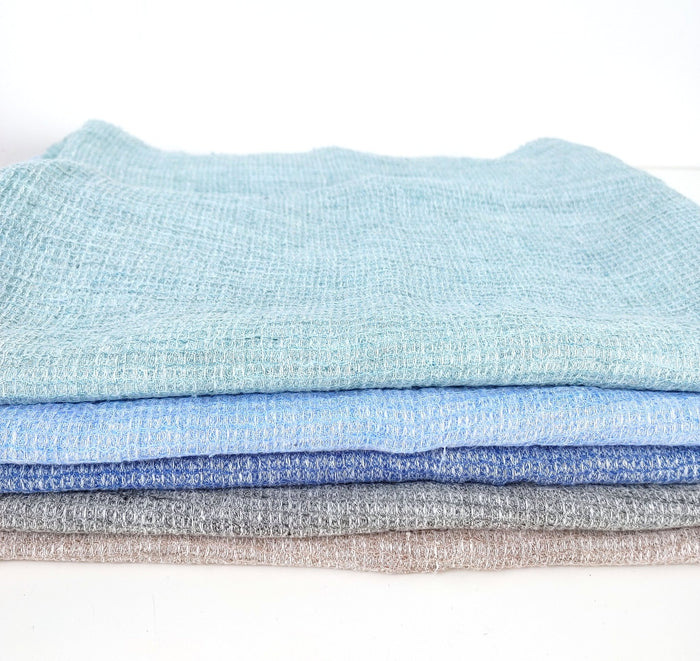 Cloud 9 100% Linen Waffle Tweed Fabric 7876 7877 7878 7879 7880 - The Linen Lab - Blue(Light)