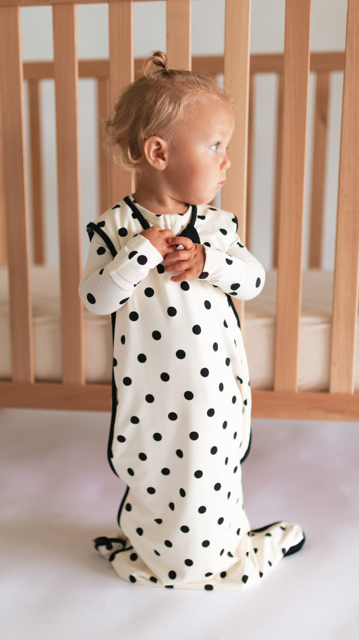Cream and black polka dots Sleep Sack 0.5