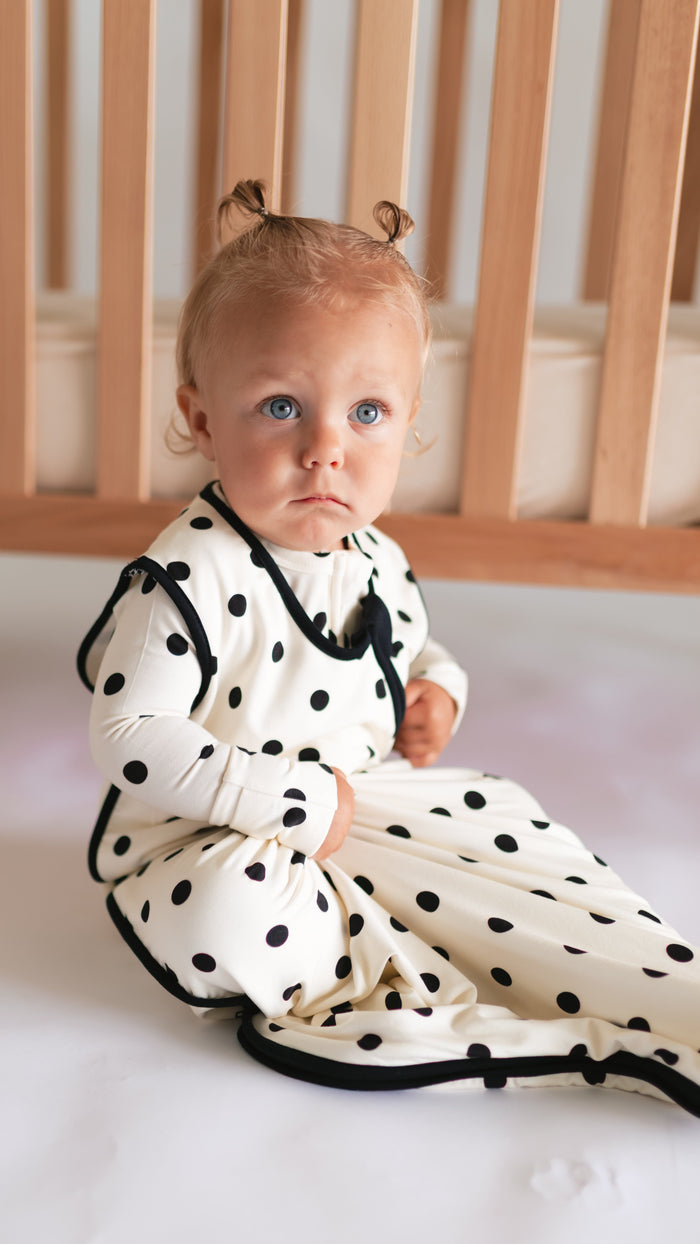 Cream and black polka dots Sleep Sack 0.5