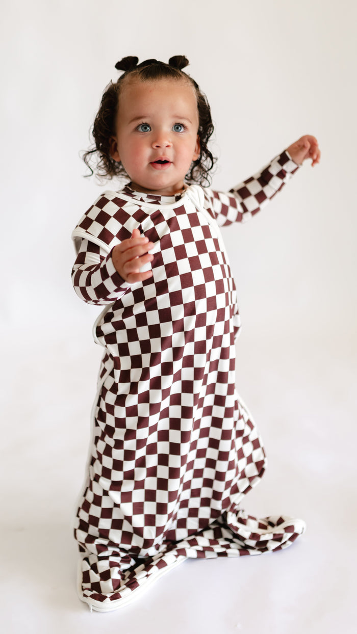 Cream + Brown Checkered Sleep Sack 0.5
