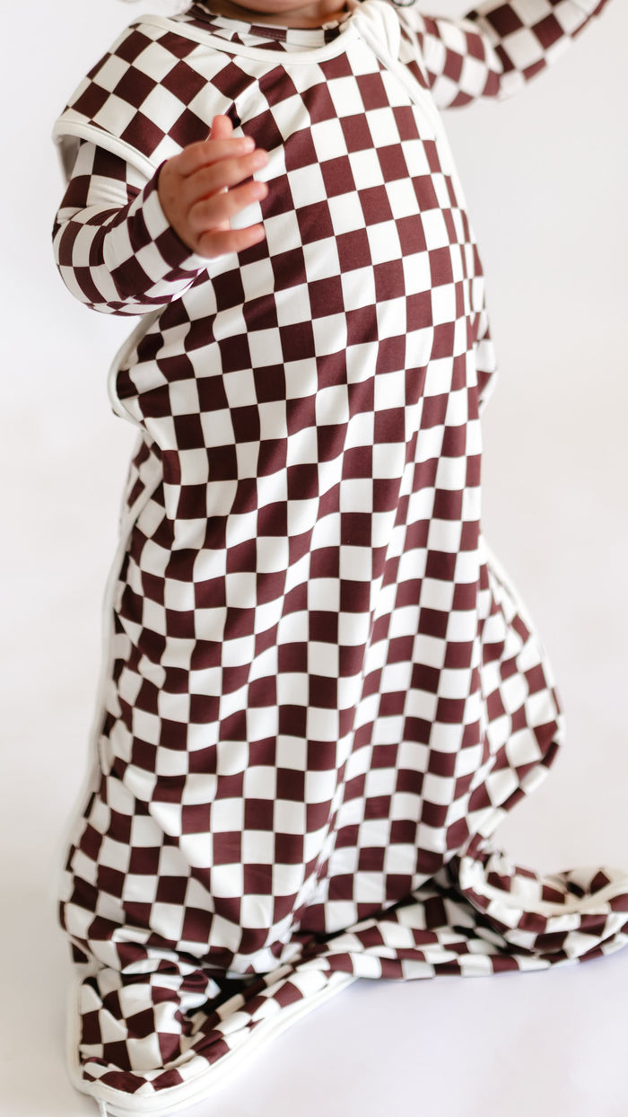 Cream + Brown Checkered Sleep Sack 0.5
