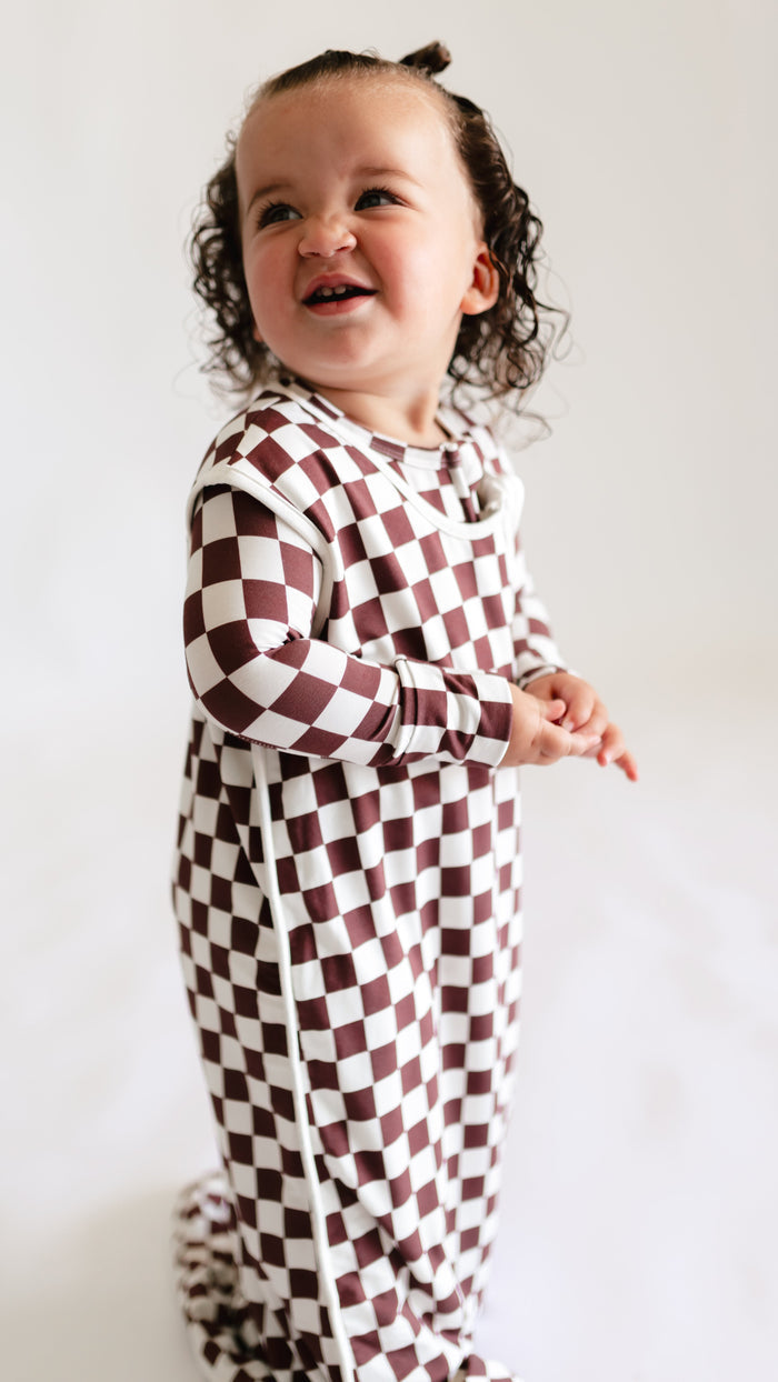 Cream + Brown Checkered Sleep Sack 0.5