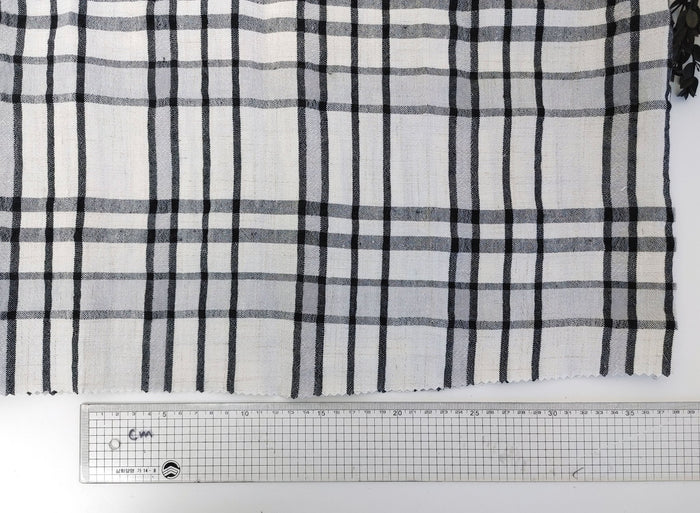 Crisp Handfeel Linen Rayon Plaid Fabric - Ivory & Black 6395 - The Linen Lab - Ivory & Black