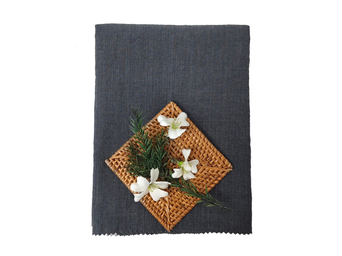 Dark Grey Subtle Chambray Linen Cotton Fabric – Soft & Pre-Washed 8111 8303