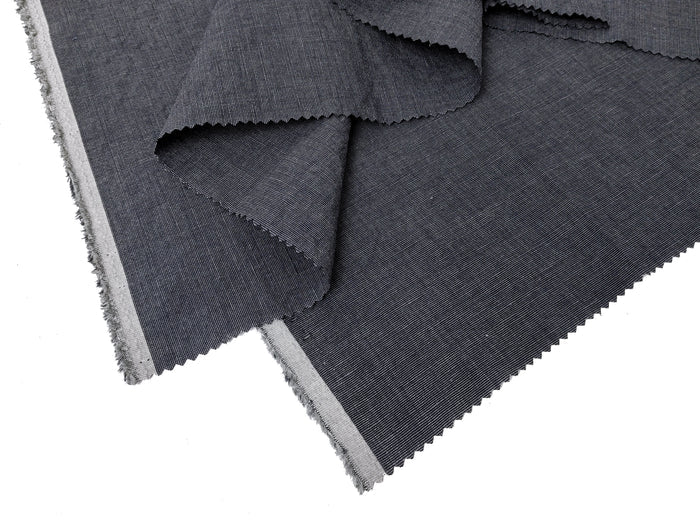 Dark Grey Subtle Chambray Linen Cotton Fabric – Soft & Pre-Washed 8111 8303